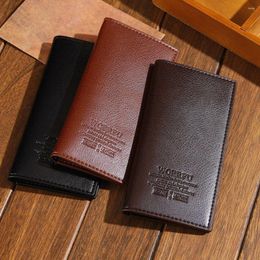 Wallets Mens Long Black Casual Leather Wallet Pockets Card Clutch Bifold Purse PU Synthetic Fashion Holder