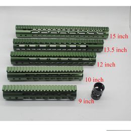 Others Tactical Accessories 9 10 12 13.5 15 Inch Olive Green Anodized Slim Tralight Keymod Handguard Rail Mount System Aluminium For Ar Dhdj3