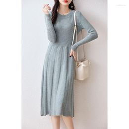 Casual Dresses Merino Wool Knitted Sweater Women Dress Winter/Autumn Female Knee Length Long Style Thicken Knit Jumper