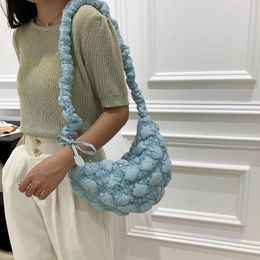 Evening Bags Pleated Cloud Shoulder Bag Women's Ins Versatile Bubble Armpit Cross-body Down Cotton Jacket