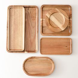 Rectangle Wooden Plates Bowl Delicate Kitchen Wood Fruit Vegetable Bread Cake Dishes Multi Size Tea Food Snack Trays