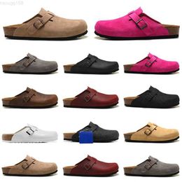 Boston Clogs Designer Sandals men run slide slippers Soft Footbed Clog Suede Leather Buckle Strap Shoes Unisex Woody Outdoor Indoor Black