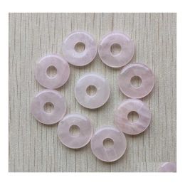 car dvr Charms Round Ssorted 18Mm Circle Donut Pink Rose Quartz Natural Stone Crystal Pendants For Necklace Accessories Jewellery Making Drop Dhfph