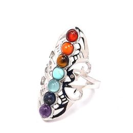 car dvr Cluster Rings Reki Seven Chakra Ring Crystal Quartz Healing Point Stone Charms Opening For Women Men Drop Delivery Jewellery Dhaue