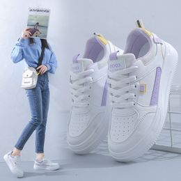 Fashion hotsale women's flatboard shoes White-pink White-purple spring casual shoes sneakers Color1