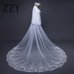 Bridal Veils Wedding Accessories 2023 Appliques 3m Tulle Blusher Veil Long Cathedral With Comb Veu De Noiva Longo
