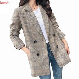 Women's Suits & Blazers 2023 Autumn And Winter Plaid Korean Jacket Retro Slim Blazer Long Sleeve Blaser Feminino Plus Size Coat Tide