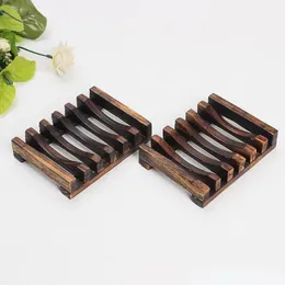 Natural Bamboo Wood Soap Dishes Wooden Soap Tray Holder Storage Rack Plate Box Container Bath Soap Holder 20pcs