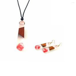 Pendant Necklaces Fashion Vintage Wood Resin Characteristic Necklace Set Solid Jewellery Wholesale