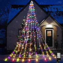 Strings 3.5M 8Mode Chrismas Tree Waterfall String Lights LED Garland Fairy Light Outdoor Waterproof IP55 For Patio Wedding Party Decor