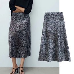 Skirts Maxdutti England Faldas Mujer Moda High Street Leopard Print High Waist Midi Skirt Women Straight Sexy Long Skirts Womens 230301