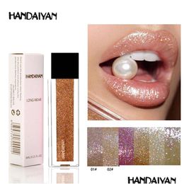 Lip Gloss Handaiyan Tubes Luxury Lipstick Glitter Ligloss Pigment Matte Veet Longlasting Non Stick Cup Makeup Lipgloss Drop Delivery Dhhnl
