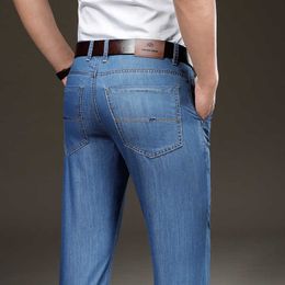 Men's Jeans 2022 New Classic men's brand jeans business casual thin stretch slim jeans trousers comfortable fashion light blue trousers men Z0301