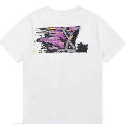 23Ss Mens t Shirts Designer Graffiti Short Sleeve Fashionable Cotton Breathable Sweatshirt High Version Customized Men's and Women's Clothing K88