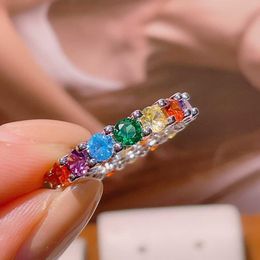 Cluster Rings NEW LUXUYR Multicolor Statement Rings for Women Cubic Zircon Finger Rings Beads Charm Ring Bohemian Beach Jewelry Gift G2062 G230228