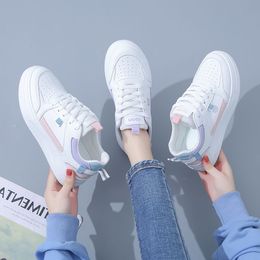 Fashion hotsale women's flatboard shoes White-pink White-purple spring casual shoes sneakers Color43