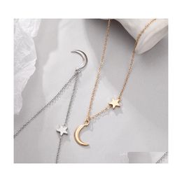 car dvr Pendant Necklaces Stainless Steel Delicate Love Heart And Moon Star Through Womens Necklace Available In Gold Sier Tones Drop Delive Dh1Xz