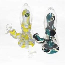 Silicone Bongs hookah pipes 7.8 inches eye design Mini Hookahs Dab Rigs beaker Bong With Glass Bowl Water Pipe Multi Colour