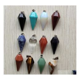 car dvr Charms Assorted Natural Stone Pillar Chakra Pendum Pyramid Healing Reiki Point Pendants For Necklace Jewellery Making Drop Delivery Fi Dhsfj