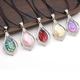 Pendant Necklaces 2023 Natural Shell Alloy Drop-shaped Purple White Pink Multi-color Necklace Jewellery Exquisite Gift Party For Women