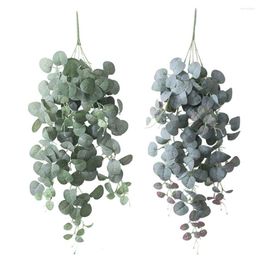 Decorative Flowers Wall Hanging Silk Eucalyptus Bouquet Artificial Ivy Leaves Decoration Greens Rattan Christmas Party Decor Wedding