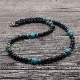 Choker 2023 Bohemian Men Beaded Surfer Necklace Black Wooden Beads For Tribal Jewelry Friend Gift SU-10