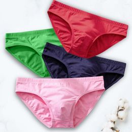Underpants Man Briefs Breathable Low Waist Cotton Solid Colour Stretchy Sweat Absorbing Male Underwear Clothes For Daily