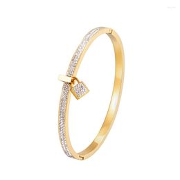 Bangle Selling Fashion Crystal Lock Bracelet For Woman Love Wedding Gift Stainless Steel Jewellery Wholesale