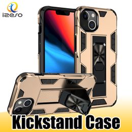 Armour Hidden Bracket Phone Case for iPhone 14 13 Pro Max 12 11 XR Magnetic Car Kickstand Holder Cover izeso