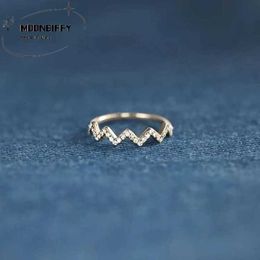 Cluster Rings S925 Sterling Silver Heartbeat Ring Female Design ECG Wave Ring Zircon Ring Luxury Jewelry Snake Ring Wedding Women Rings Gift G230228