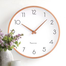 Wall Clocks Simple and modern solid wood wall clock living room creative personality fashion clock home Nordic clock bedroom mute 230301