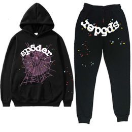 Mens Trailtsits Siyah eşofman sp5der hoody 555555 hoodie erkek kadın örümcek eşofmanları web baskı pantolon ve kapüşonlu sokak kıyafetleri genç haydut kazak setleri