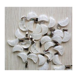 car dvr Charms Natural White Quartz Crystal Crescent Moon Shape Pendants For Diy Jewellery Making Wholesale Drop Delivery Findings Components Dhlzp