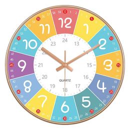 Wall Clocks 8 inch Montessori Children Clock Mute Wall Clock Hour Minute Second Cognition Colorful Clocks Kids Early Preschool Teaching Aids 230301