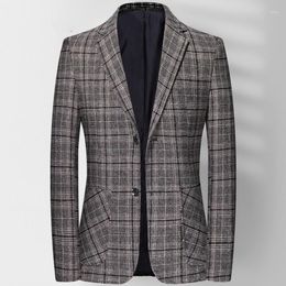 Men's Suits Plaid Suit Spring Autumn Men's Slim Blazer Business Men Cheque Coat Outerwear Mens Clothing Tops Plus Size XXXL