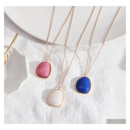 car dvr Pendant Necklaces Fashion Waterdrop Rose Blue White Stone Necklace Brand Gold Plated For Women Jewellery Gift Drop Delivery Pendants Dhxcw