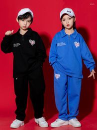 Stage Wear Autumn Winter Kids Clothes Long Sleeves Tops Pants Sport Hip Hop Dance Costume Boys Girls Rave Outfit BL9046