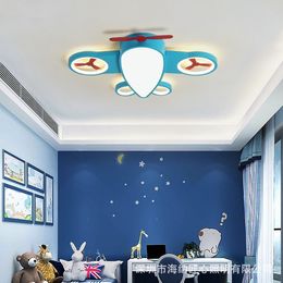 Ceiling Lights Blue Aircraft Children's Room Lamp Creative Simple Modern Bedroom Cartoon Youth Boy LampCeiling