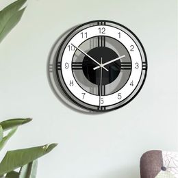 Wall Clocks 1pcs Round Dial Wall Clock Home Living Room Bedroom Acrylic Metal Pointer Clock Simple Vintage Style Decoration Wall Clock 230301