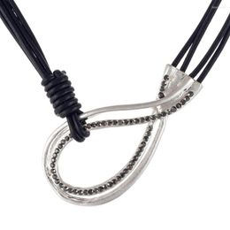 Choker Summer Jewellery Women Grey Black Leather Chokers Necklace With Pendant Necklaces & Pendants Collares Mujer Colar