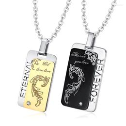 Pendant Necklaces Classic Lovers' Jewellery Men Fashion Puzzle Stainless Steel Necklace Women Dragon ID Tag Charms Box Chain Animal