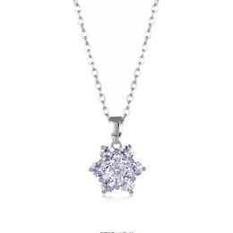 Pendant Necklaces Jewellery Sumptuous Titanium Steel Flower Small Snowflake Zircon Clavicle Choker Party Trendy Statement For Girls