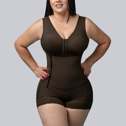 Women's Shapers Faja Colombiana Mujer Seamless High Compression Girdle Sleeveless Bra Slimming Bodysuit Zipper Waist Trainer Body Shaper Tum