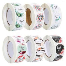 Gift Wrap 1 Roll(500Pcs) Flowers Thank You Sticker Paper Sealing Labels Round Scrapbooking Stickers Envelope Seals Stationery