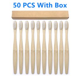 Toothbrush 50Pack Bamboo Biodegradable Soft Bristle Wood Teeth Brush Mix Colour Handle Ecofriendly Oral Care 230228