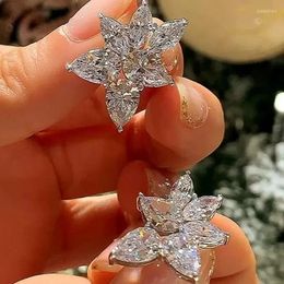 Stud Earrings Huitan Irregular Shape Cubic Zircon For Women Crystal Bridal Wedding Delicate Accessories Fashion Jewellery