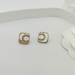 2023 Luxury quality Charm stud earring with diamond in 18k gold plated have box stamp drop design PS3784