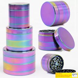Hot Zinc Alloy Material Herb Grinders Colourful Rainbow 4 Layers Grinder Herbal Crusher For Smoking Tobacco