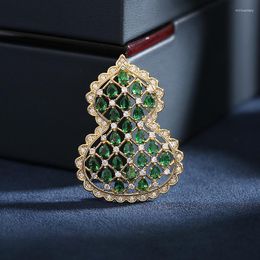 Brooches Cute Calabash Shaped For Women Men Green Cubic Zirconia Handmade Fashion Jewelry Coat Sweater Dress Accessories