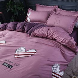 Bedding sets high quality bedding double sanded quilt cover sheet pillowcase four piece set 230228